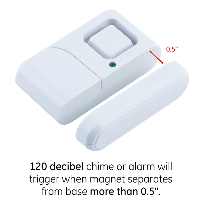GE 45115 Personal Security Window/Door, 2-Pack, DIY Protection, Burglar Alert, Wireless Chime/Alarm, Easy Installation, Ideal for Home, Garage, Apartment, Dorm, RV and Office, White, 2 Count 2 Pack