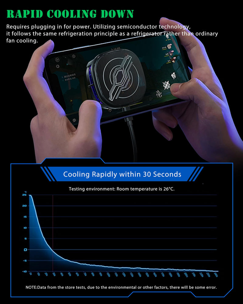 Magnetic Cell Phone Cooler, RGB Phone Cooling Fan Portable Lightweight Mobile Phone Cooling Fan, Phone Radiator with Temperature Display for Mobile Gaming,Tiktok Live Streaming