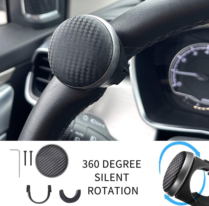 Voroly Silicone Power Handle,Car Steering Wheel Knob Spinner Carbon Fiber Texture and Built-in Bearings,Suitable for Cars, Trucks & Others (Black) BLACK