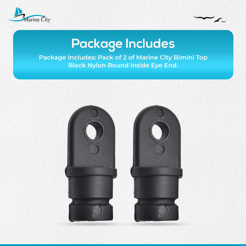 MARINE CITY Black Nylon Bimini Top Eye End Cap, Round Inside Eye End, Lightweight, Outer Diameter, Ideal for Marine, Boats, Yachts, Ships, and Hardware Accessories 7/8" 2 Pcs