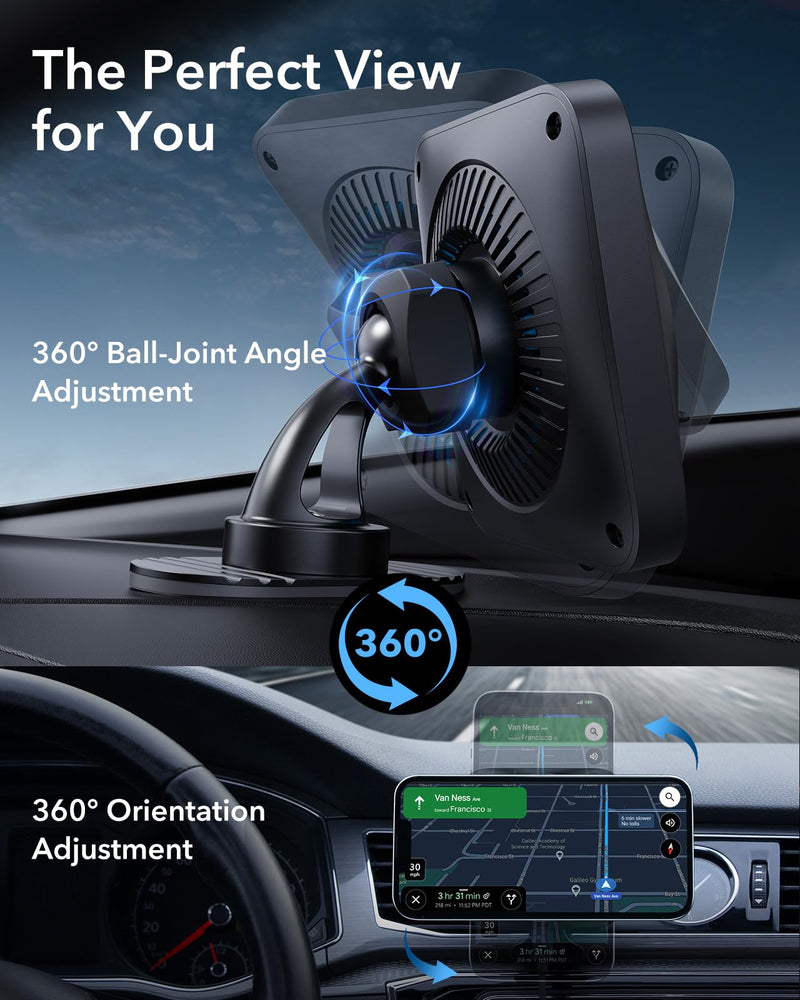 ESR for MagSafe Car Mount Charger with CryoBoost, Magnetic Wireless Car Charger Compatible with MagSafe Car Charger, for iPhone 15/14/13/12, Fast Phone Cooling Charger