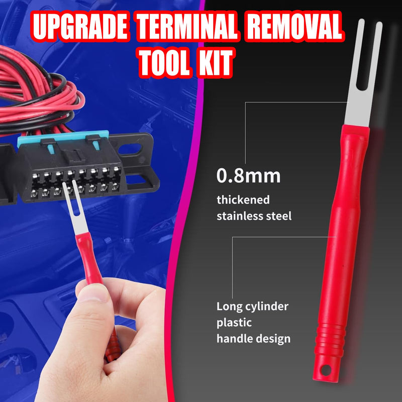 Upgraded Terminal Removal Tool Kit, 21Pcs Red Electrical Pin Removal Tool Kit, Electrical Wire Connector Pin Release Tool, Automotive Terminal Release Kit for Household Devices 21 Pcs