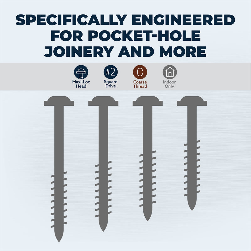Kreg Stainless Steel Pocket Hole Screws - SML-C250S5-50 - 2-1/2-Inch - Coarse Thread - Maxi-Loc Head - Outdoor - 50 Count