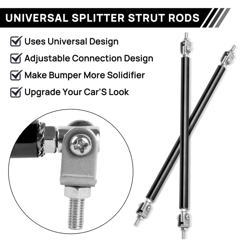 Splitter Support Rods, Universal Splitter Strut Rods 7.87'' Adjustable Front Lip Strut Rod Bumper Splitter 2pcs Bumper Lip Splitter Diffuser Strut Rod Tie Support Bars for Most Vehicles (Black)