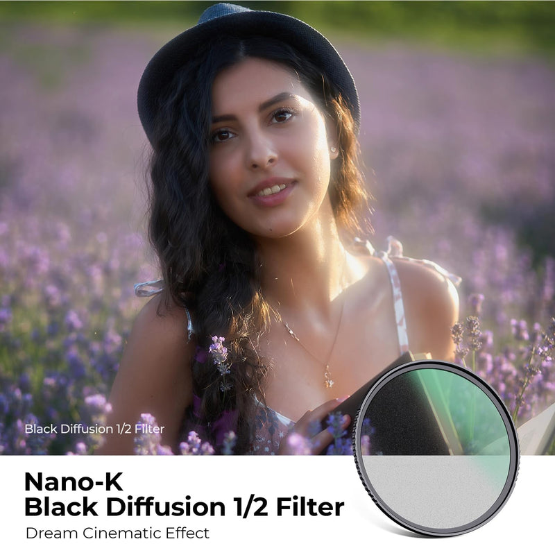 K&F Concept 67mm Black Diffusion 1/2 Filter Mist Cinematic Effect Filter with 18 Multi-Layer Coatings for Video/Vlog/Portrait Photography (K-Series)