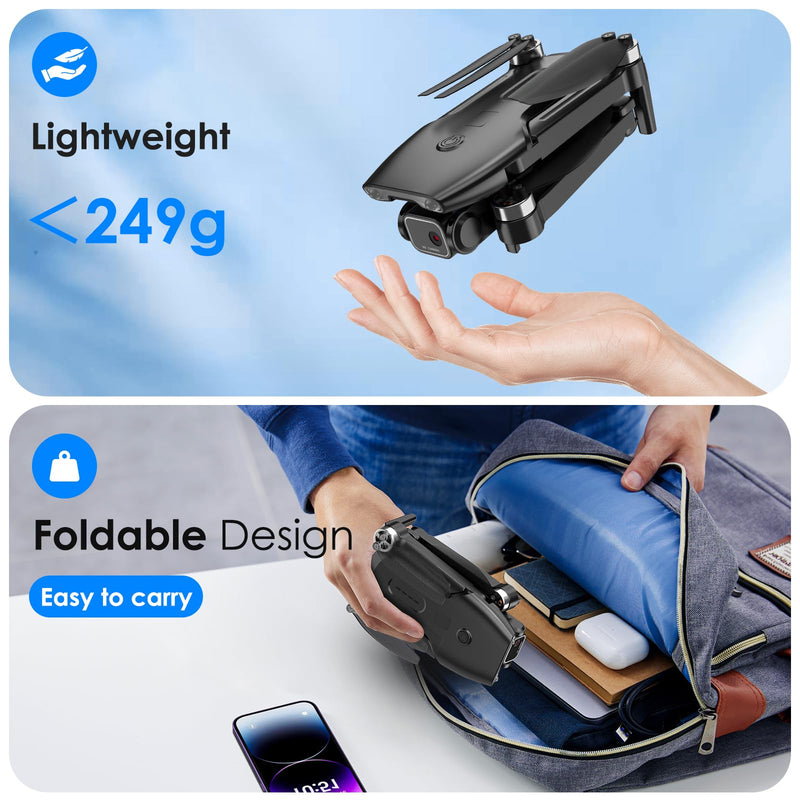 Drone with Camera, 1080P FPV Foldable Drone with Brushless Motor, One Key Take Off/Land, Altitude Hold, 360° Flip, Gravity Control, 2 Batteries, 3 Speeds Mini Drones for Kids Beginners