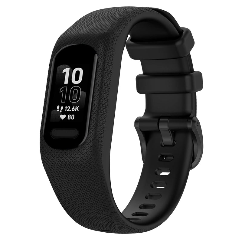 Soft Silicone Band Compatible with Garmin Vivosmart 5 Straps Replacement Wristband Bracelet Band Case Cover for Women Men, Small/Large Size Black Small (5.5"-7.8")