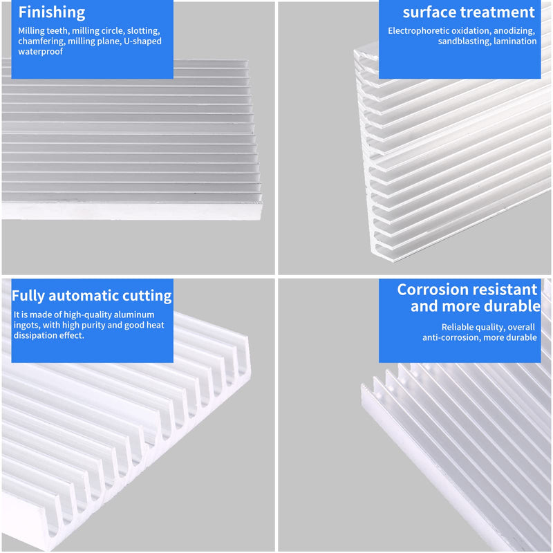 Aluminum Heat Sink/Cooling Fins, Aluminum Heat Sink Diffusion Cooling Fin for Ic Led Amplifier Transistor, 100×60×10mm