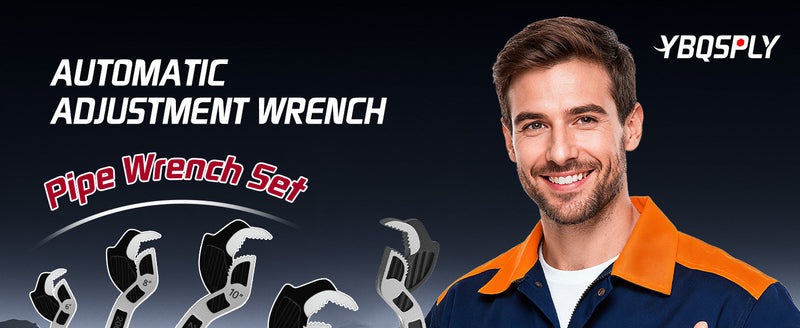 Pipe Wrench Set, 6” 8” 10” 12” Self Adjusting Wrench 4-Piece Plumbing Tools for 0.27“-1.7”/7-43mm Standard Nuts, Irregular Nuts, Pipes Use