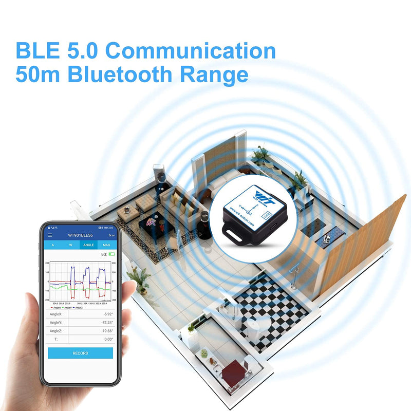 [Bluetooth Accelerometer+Inclinometer] BWT901CL MPU9250 High-precision 9-axis gyroscope+angle (XY 0.05° accuracy)+magnetometer with Kalman filter, 200Hz Highly stable 3-axis IMU sensor