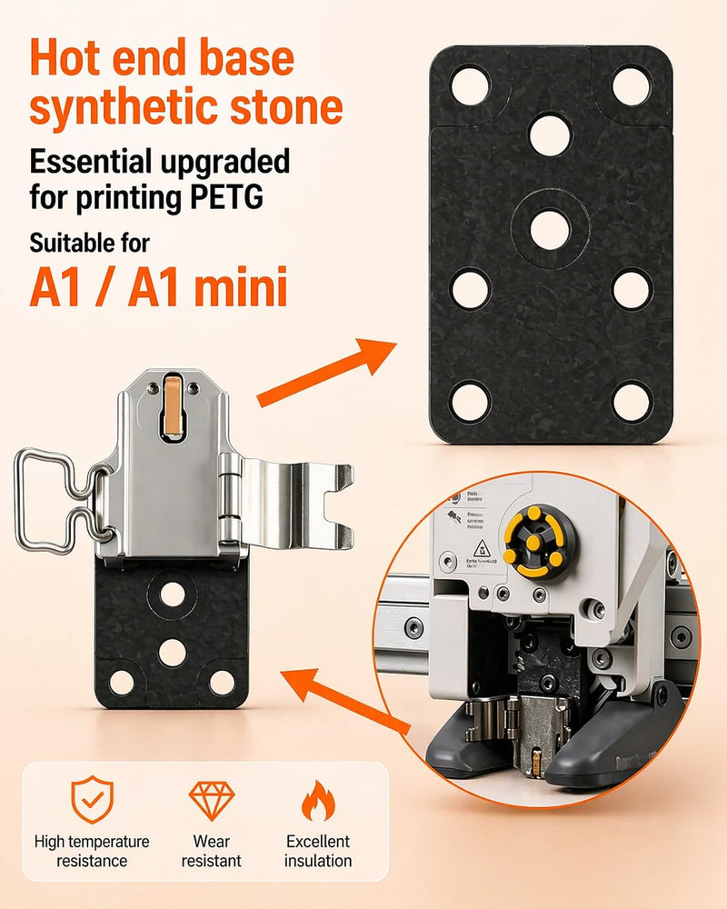 Genuine Bamboo lab Upgraded Hotend Heating Assembly for Bambu Lab A1 & A1 Mini,2 Pack Replacement Hot End Kit with Heating Block for 3D Printer 2-Pack Hotend Assembly