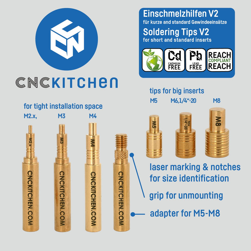 CNC KITCHEN Original melting aids for e.g. Hakko FX-888 and others (standard 900M or T18), M2-M8, lead and cadmium FREE 900M, T18