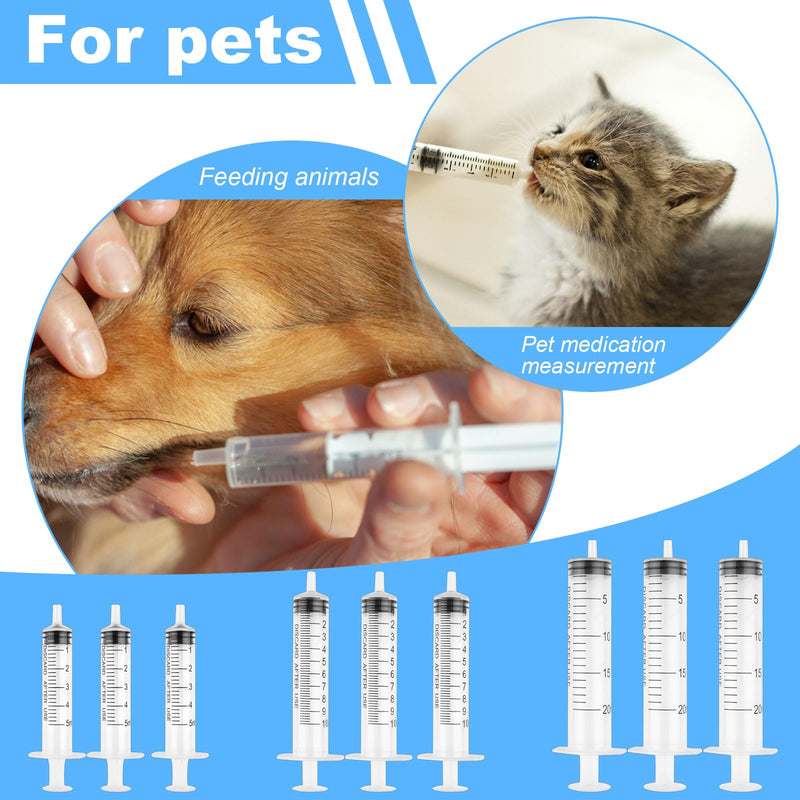 Pack of 9 syringes, 5ML 10ML 20ML reusable syringe, dosing syringe without needle, tools for liquid measuring syringes, feeding syringe, for laboratory, animal feeding, plant watering 5ml/10ml/20ml, 9pcs
