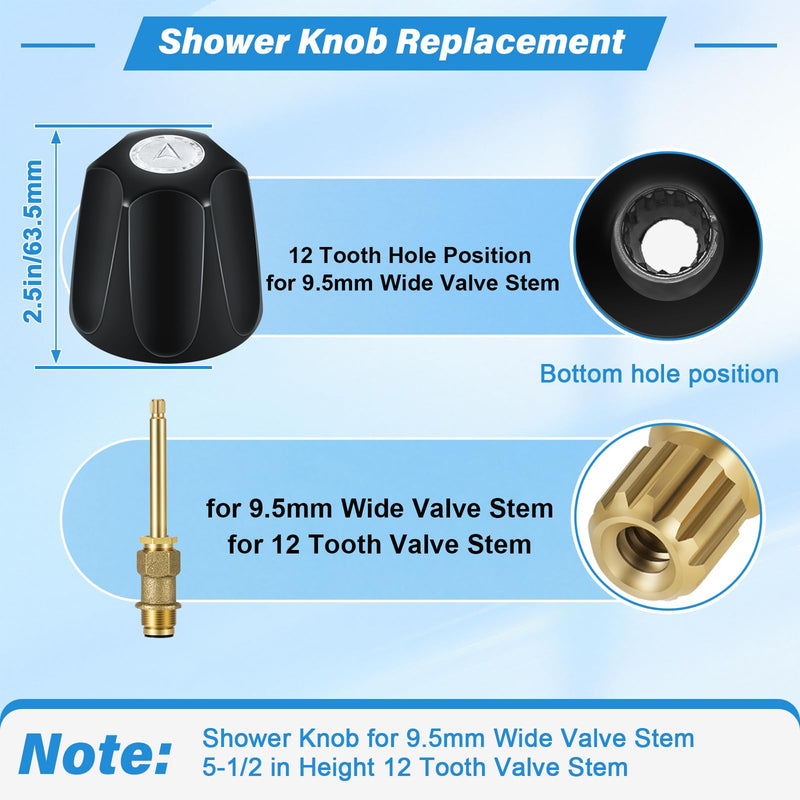 Tub Shower Trim Kit, Matte Black 3 Piece Shower Knob and Bath Tub Spout, for Price/Pfister Verve 3 Handles and Tub Shower Faucet, for 1/2'' Pipe MALE Thread Connection, 3/4'' IPS Pipe Inside Thread