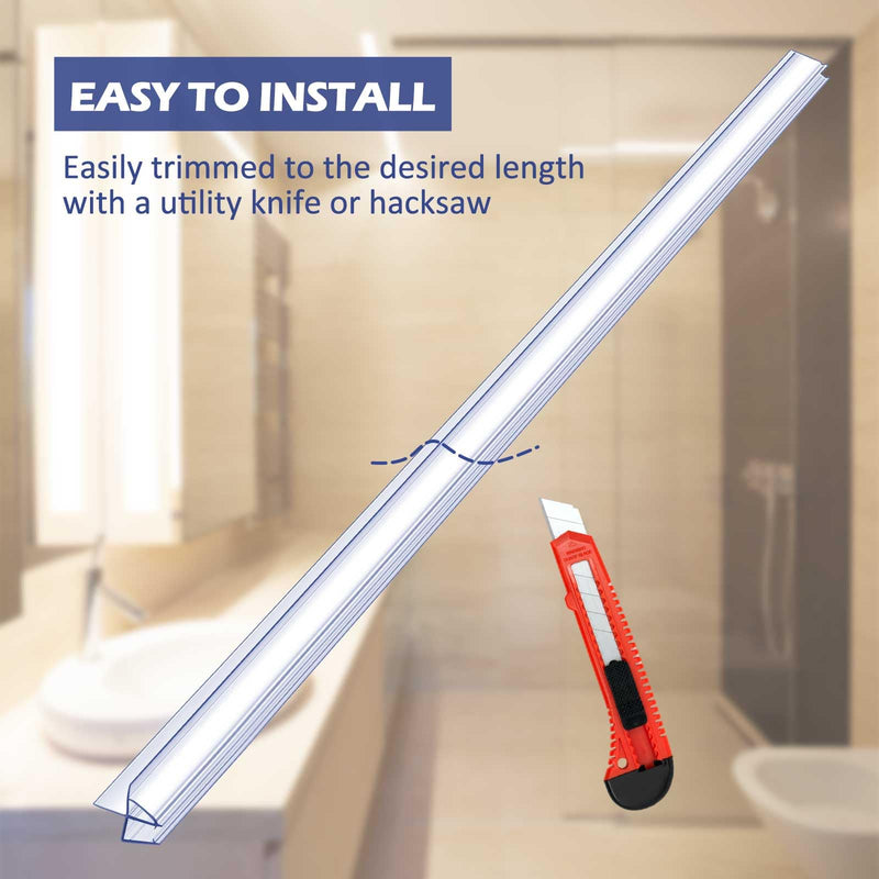 Frienda 4 Pcs Shower Door Bottom Seal 1/4" x 36'' Clear PVC Glass Door Sweep Shower Frameless Seal Strip for Replacement Stopping Leaks and Creating Water Barrier 1/4 Inch