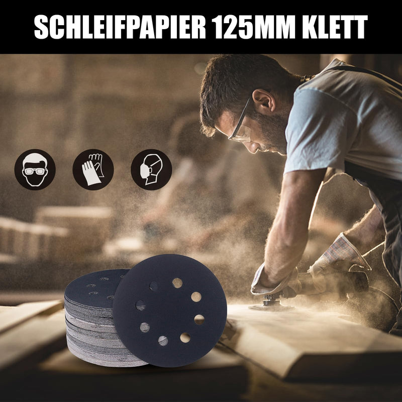 80 pieces sandpaper 125 mm Velcro, eccentric sanding discs, 8-hole grain 600/800/1000/1200/1500/2000/3000/5000 wet sandpaper set, eccentric sander sanding paper for car metal