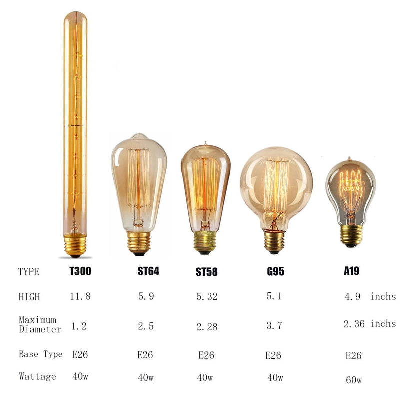 GOENDR Vintage Edison Bulb,Large Round Edison Antique Light Bulbs-G30/G95 120V - Dimmable Thread Filament Style Nostalgic Light Bulbs (4 Pack) G95