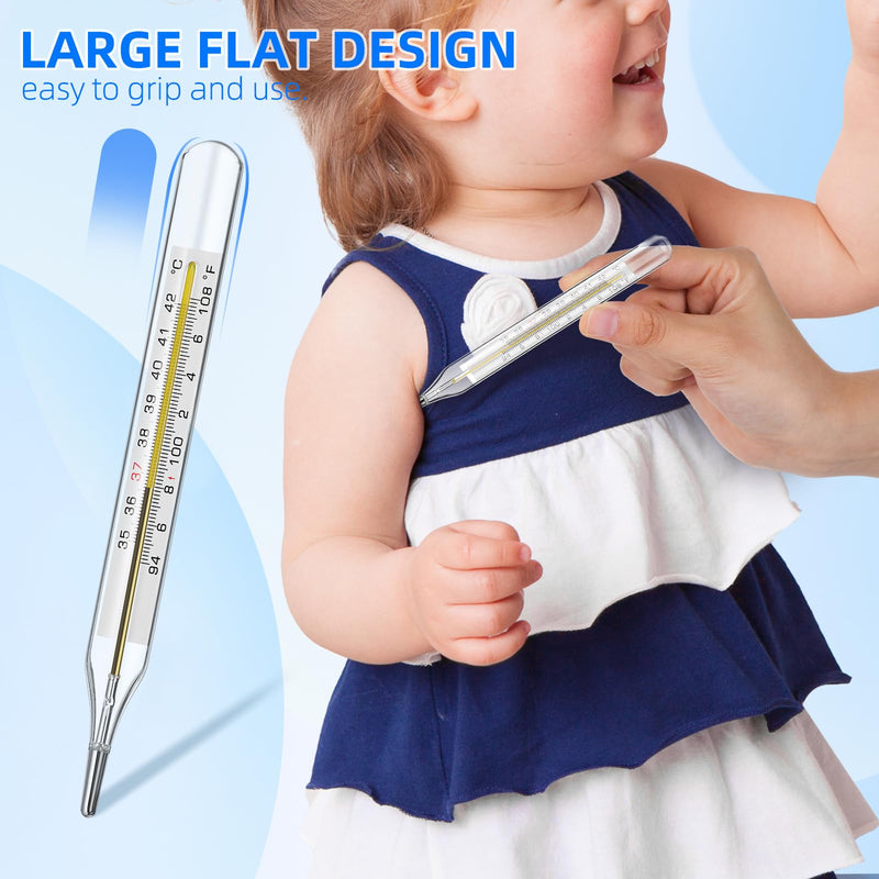 Glass Thermometer: Cuban Temperature Thermometer for Fever - Traditional Old Fashioned for Adults Kids ℃ & ℉ - 6Pack