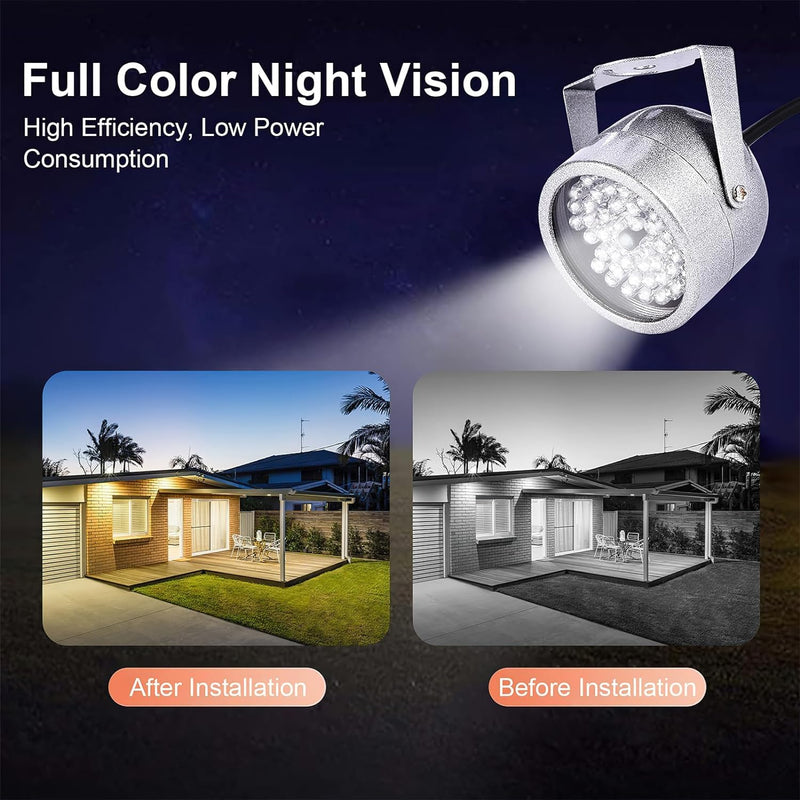 Camera IR Light,Infrared Illuminator, Ir Illuminator, Solar Powered Ir Illuminator, Ir Illuminator Solar Powered, Waterproof Infrared Night Vision Light for Security CCTV Camera (Silver)