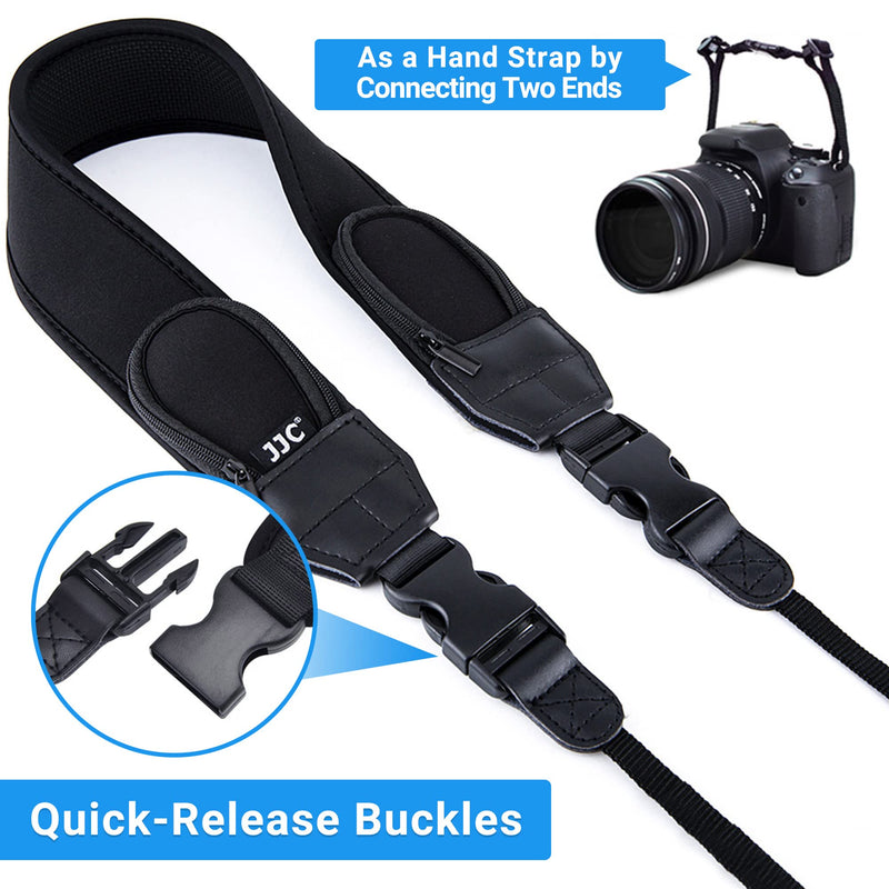 DSLR Camera Neck Strap, Soft Neoprene Shoulder Belt for Canon EOS R5 R6 5D Mark IV 6D Mark II SL3 SL2 T8i T7 T7i 90D 80D Nikon D6 D5 DF D850 D810 D780 D7500 D5600 D3500 with Zipped Pockets
