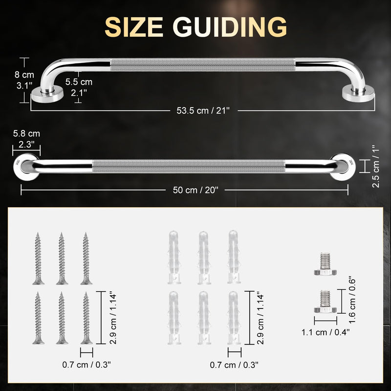 supregear Grab Bars for Bathtubs and Showers, Anti Slip Bathroom Grab Bars for Seniors, 304 Stainless Steel Safety Shower Handle, Toilet Handicap Elderly Assist Bathroom Wall Handle, 20 inch