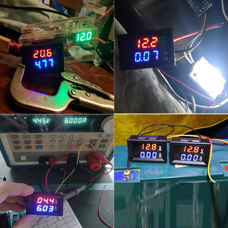 0.28" Digital Voltmeter Ammeter,LED Red&Blue Dual Digital Display Multimeter DC 0-100V 50A Detector Voltage Current Meter Gauge Tester with 50A Shunt (50A+Shunts) 50A+Shunts