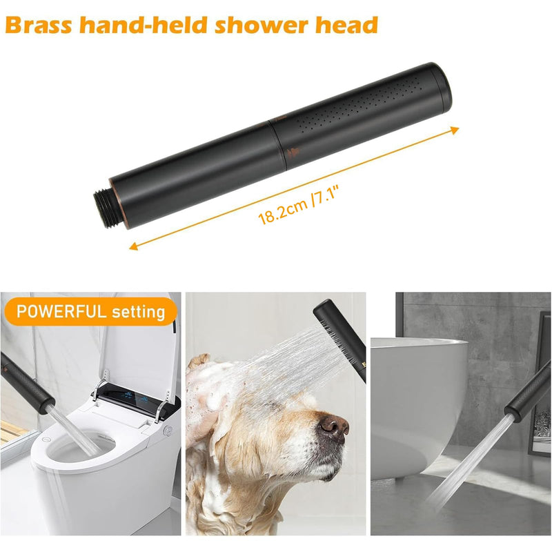 BESy Brass 2 In 1 Function Handheld Shower Head Set High Pressure 7 Inch Shower Head High Flow Hand Shower Wand with 59 Inch Hose, Bracket, Oil Rubbed Bronze