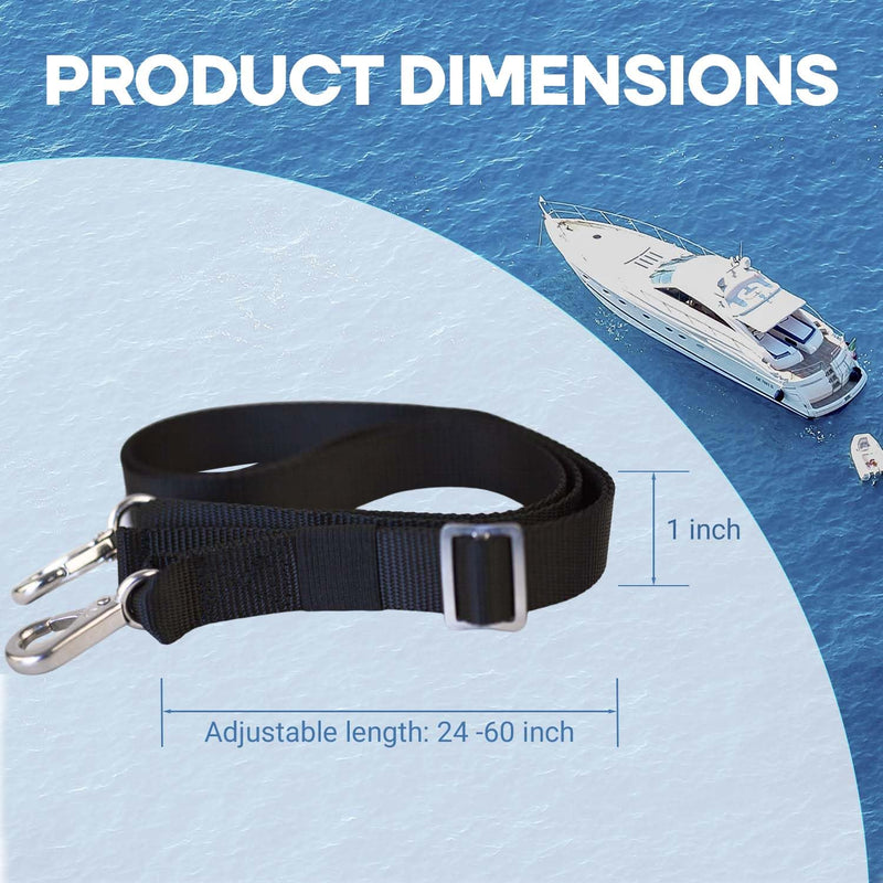 Adjustable Black Bimini Top Straps, 2 Pcs Marine Webbing Nylon Bimini Top Strap, Heavy Duty Boat Canopy Straps 24 Inch - 60 Inch,Stainless Steel Boat Awning Hardware Accessories