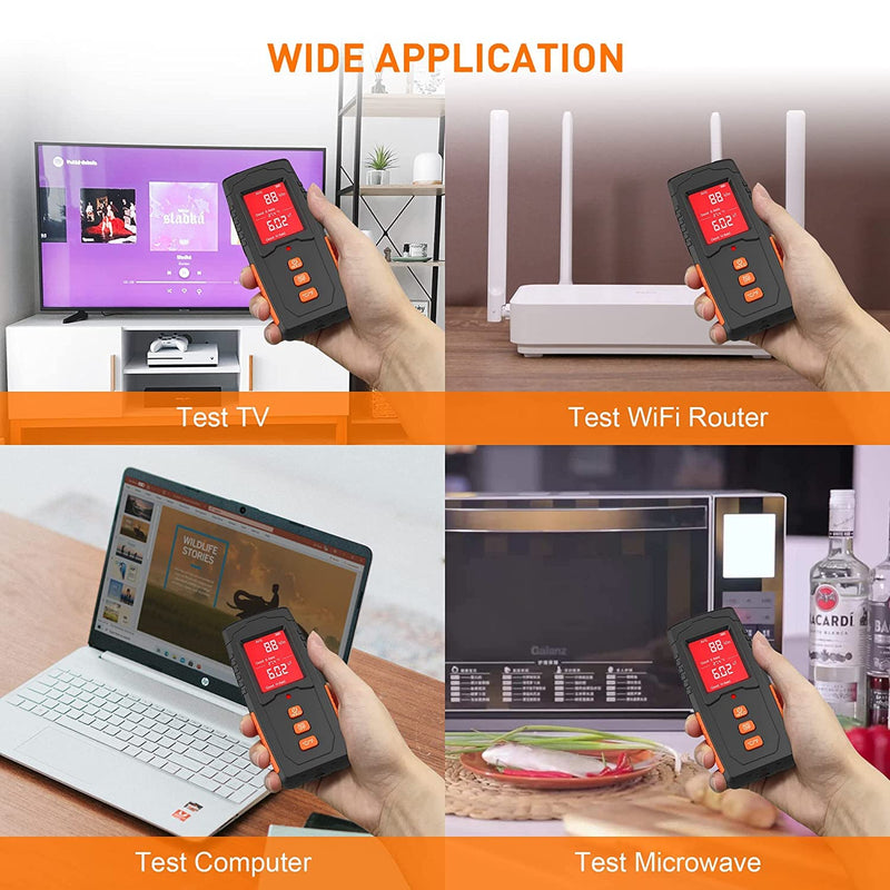EMF Meter Rechargeable Electromagnetic Field Radiation Detector Handheld Digital LCD EMF Reader Temperature Measurement Tester for Home Inspections Outdoor Ghost Hunting