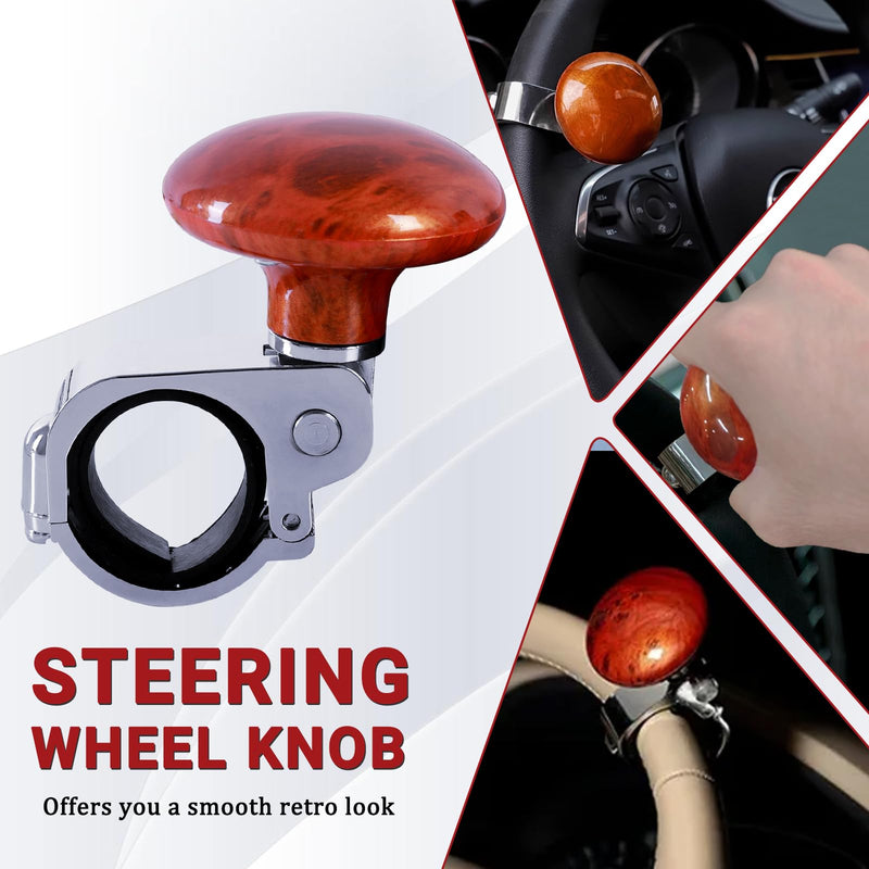 Car Steering Wheel Spinner Knob ABS Head Metal Ring Brown