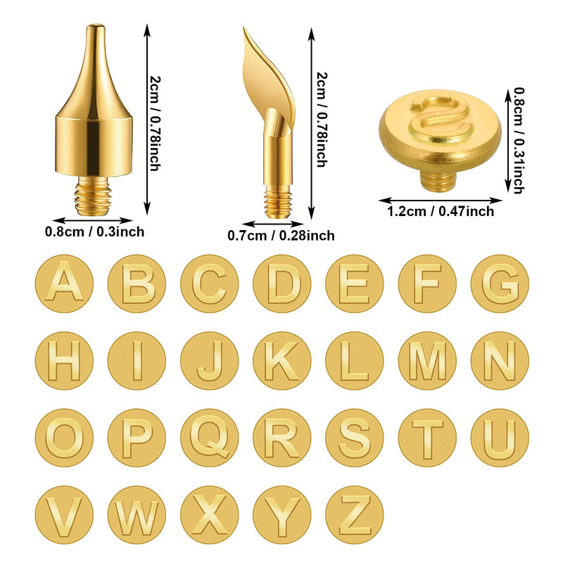 28 Pieces Soldering Iron Tip Replacement, AZ Soldering Tips, Stencils for Embossing, Wood Burning Soldering Tips Carving Tool Set Burning Accessories, Wood Burner Tip Set