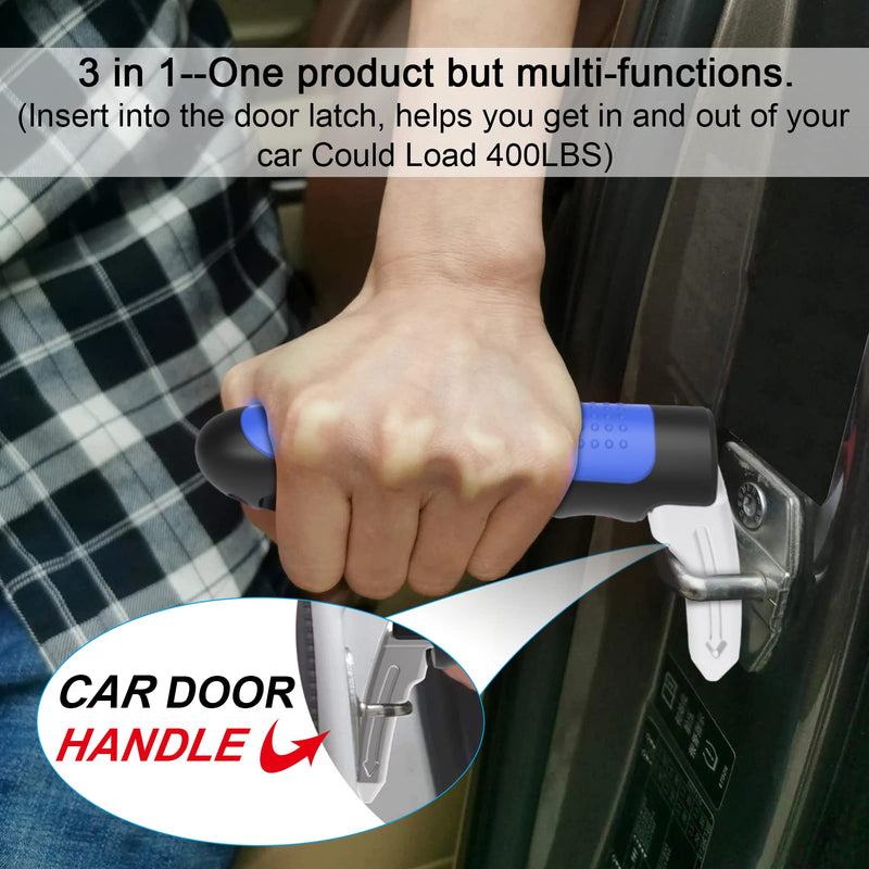 Multifunction Car Handle Assist for Elderly and Handicapped, 3 in 1 Automotive Door Assist Handle, Seatbelt Cutter, Window Breaker, Car Door Handle for Seniors Blue 1Pack