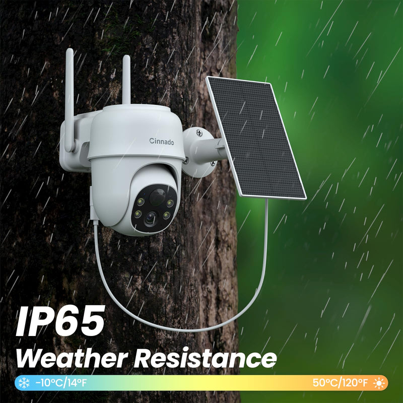 Cinnado Security Cameras Wireless Outdoor-2K Cameras for Home Security Outside Solar/Battery Powered 2.4G WiFi, 360° Color Night Vision,2 Way Audio, PIR Human Detection,Compatible with Alexa