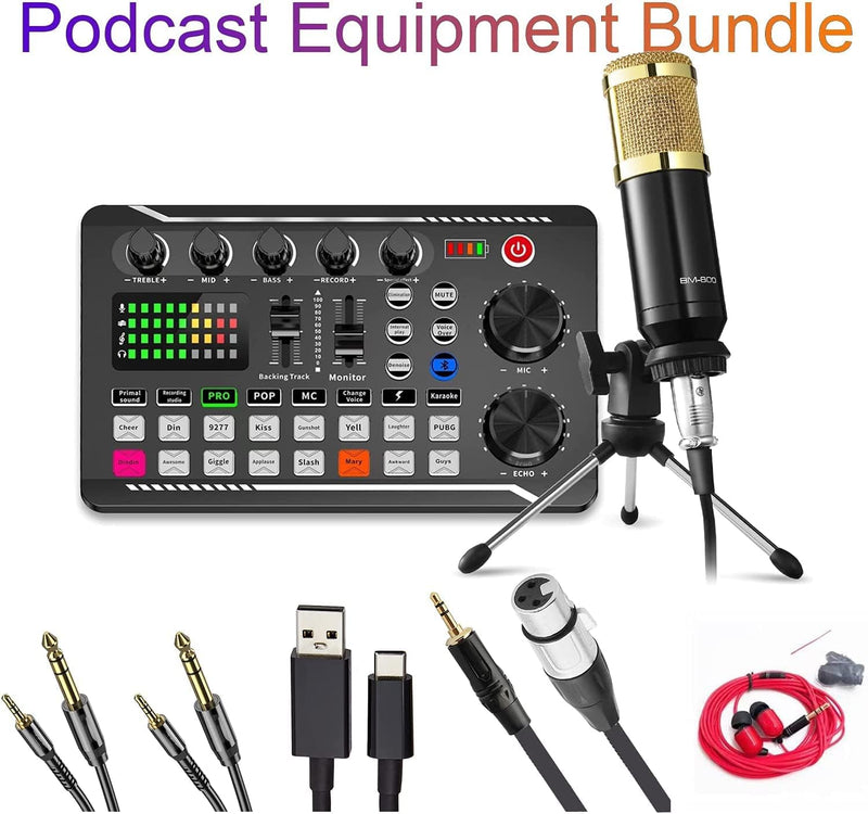 Podcast Equipment Bundle, SINWE Condenser Microphone with Tripod Stand and Professional Audio Mixer for Studio Recording Vocals, Voice Overs, Streaming Broadcast and YouTube Videos Livestream Microphone Set