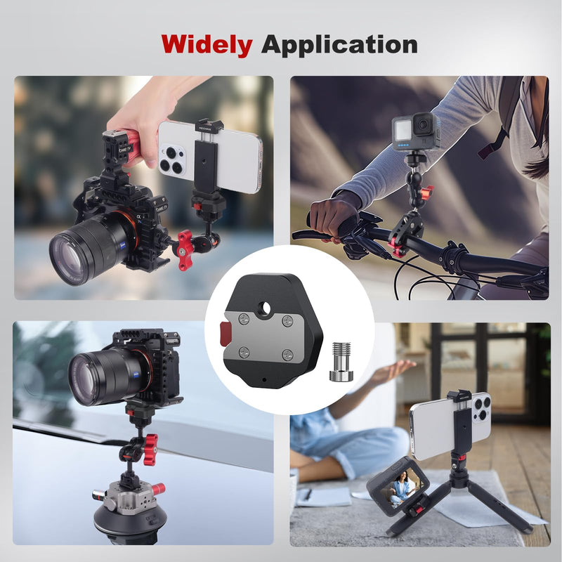 Came-TV Mini Quick Release Plate System with 1/4" Screw, Aluminum Quick Release Base Plate for Camera Tripod, Gimbal, Monopods, Video Monitors, Magic Arm, Flash Bracket, Camera Cages (61004)