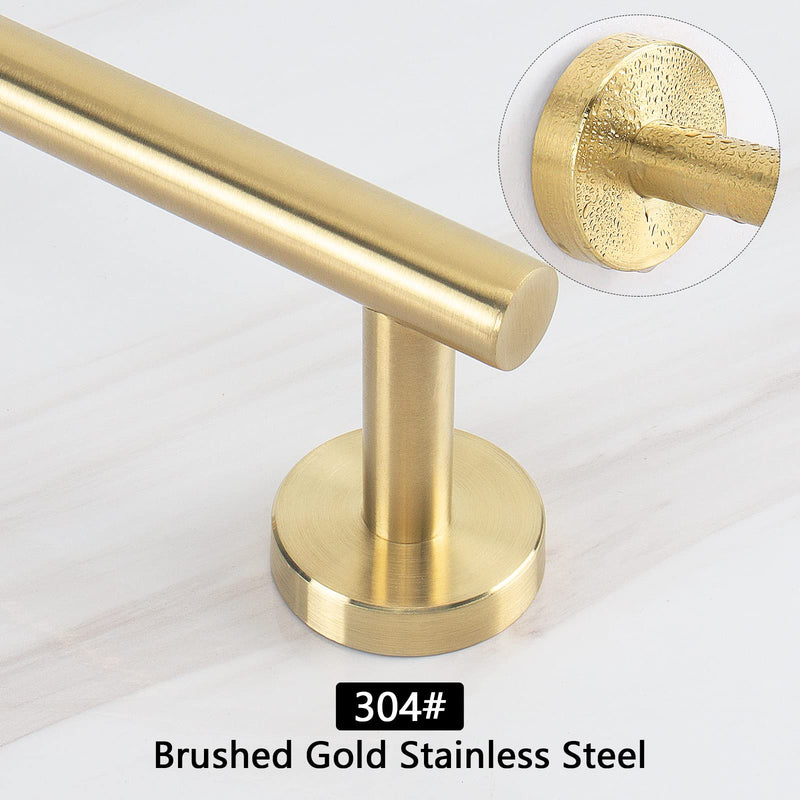 NearMoon Bath Towel Bar, Thicken Stainless Steel Shower Towel Rack Holder Wall Mounted for Bathroom, 26-lnch Overall Length-24-lnch Usable Hanging Space (1 Pack, Brushed Gold) 26 Inch 1