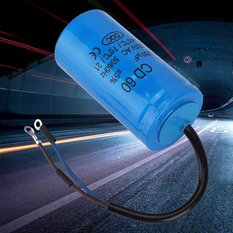 CD60 200uF run capacitor with wire lead 250VAC 50/60Hz for engine air compressor