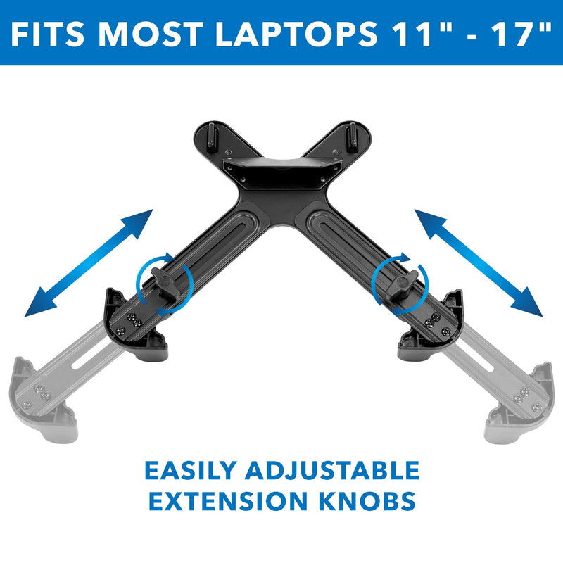 Mount-It! Laptop VESA Mount Tray for Monitor Arms – VESA Laptop Tray Fits Up to 17" Notebooks – Adjustable Holder with Safety Strap, Ventilated Cooling Design, and Secure Ledge Stopper (Black)