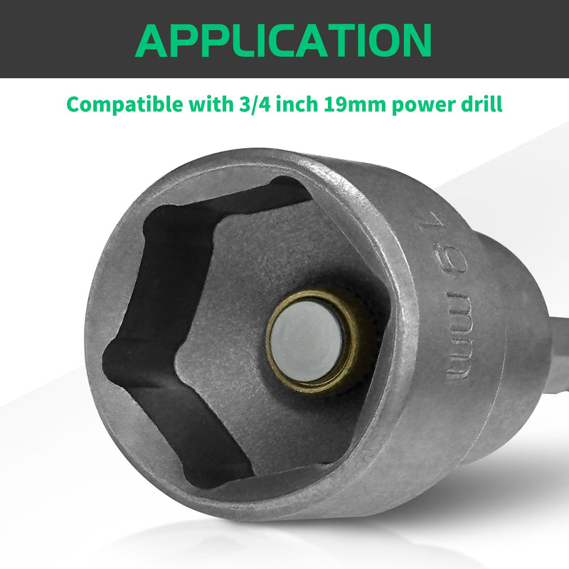 TONDA RV Scissor Jack Socket, Camper Travel Trailer Jack Drill Adapter, Works with 3/4 inch or 19mm Hex Drive Jacks, 1/4 Inch Hex Shank, 1 Pack