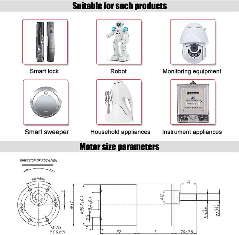 ICQUANZX DC Gear Motor 12V 200R High Torque Electric Micro Speed Reduction Gear Motor with Center Output Shaft Diameter Gearbox