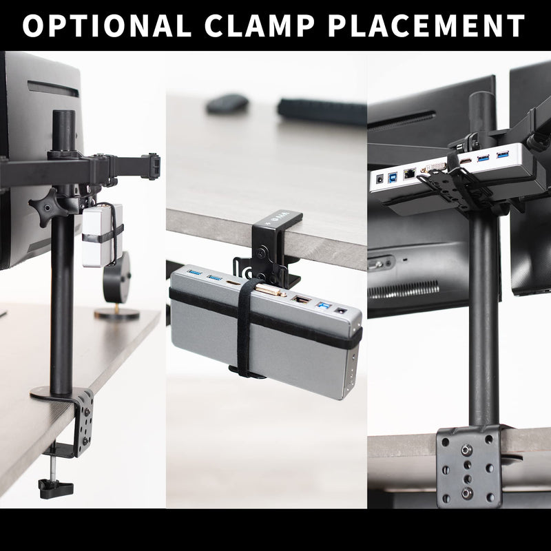 VIVO Universal Docking Station Mount for Workstation, Behind Monitor VESA Mounting, Under Desk Installation, Heavy Duty C-clamp Options, Fits Docking Stations up to 10 inches Wide, MOUNT-DS01