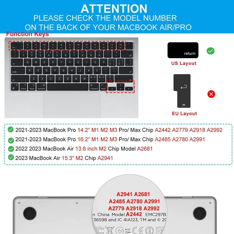 CaseBuy Premium Keyboard Cover for 2024 2023 MacBook Pro 14 16 inch M3 Pro/Max Chip Liquid Retina Display & Touch ID Keyboard Protector Accessories -Space Black MacBook Pro 14/16 Inch Space Black