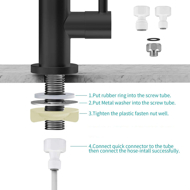 MIAOHUI Reverse Osmosis Faucet, Drinking Water Tap Fits Non-Air Gap Filtration Systems, Modern RO Kitchen Filtered Water Faucet, Lead-Free, Stainless Steel (Black) Matte Black