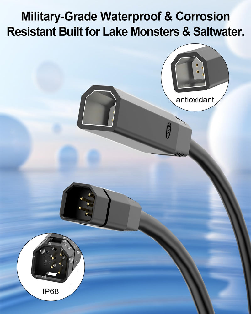VHBW 10FT Humminbird Helix 5/7 Transducer Extension Cable | Fits HELIX 5/7/8/9/10/12/15, PiranhaMAX, Series 800/600/700/1100/500/90; excludes APEX/SOLIX/ONIX/ION.