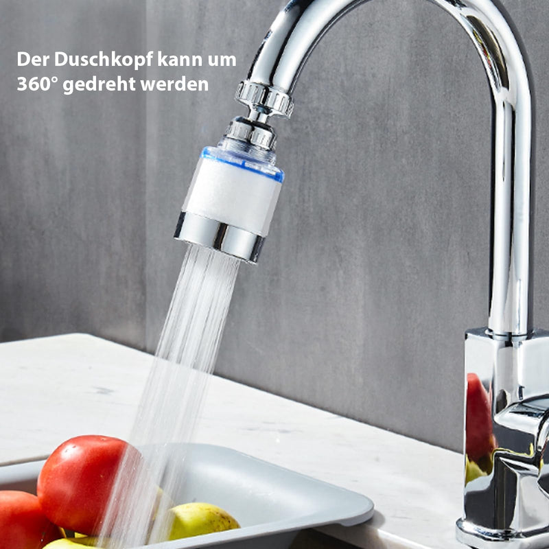 Pack of 2 Tap Descaler Attachment, 360° Water Filter, House Connection with 8 High Performance Filters, Universal Limescale Filter, Tap Descaler Attachment for Kitchen, Sink, Home Bathroom