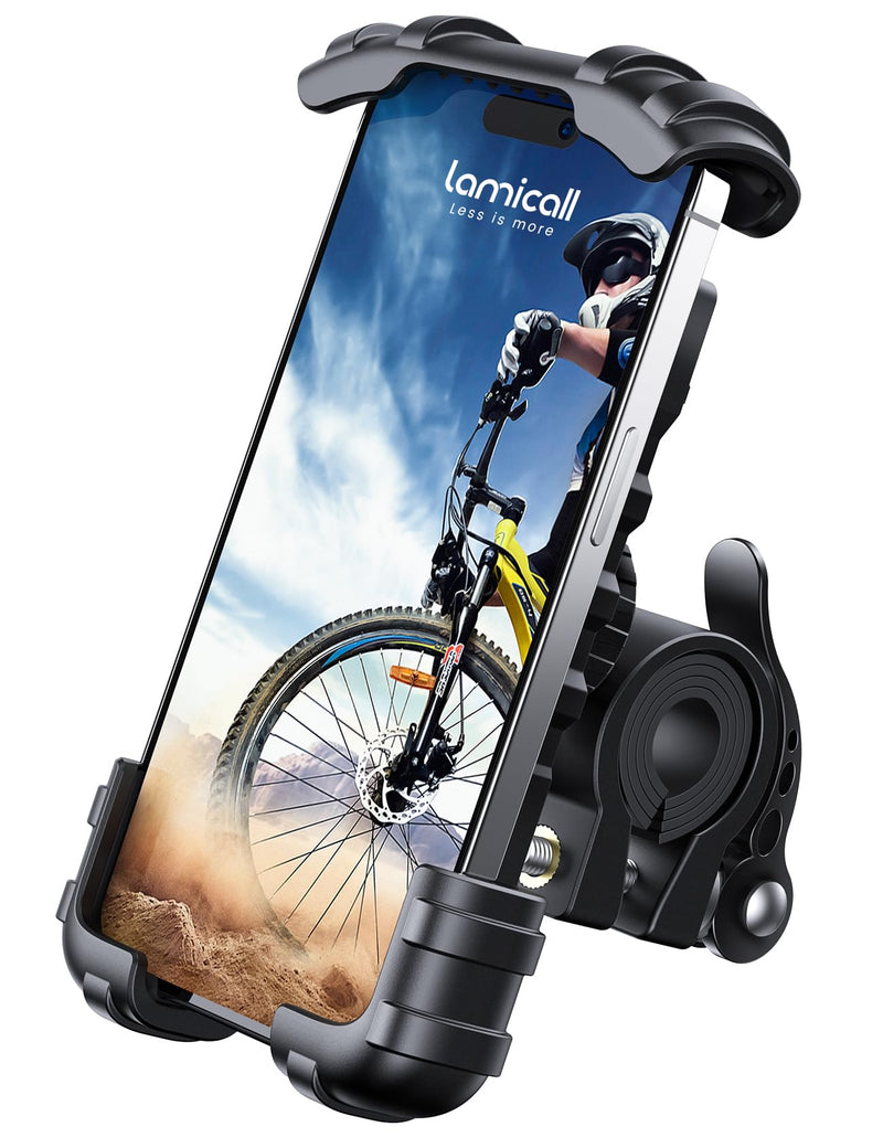 Lamicall Bike Phone Holder, Motorcycle Phone Mount - Motorcycle Handlebar Cell Phone Clamp, Scooter Phone Clip for iPhone 15 Pro Max/Plus, 14 Pro Max, S9, S10 and More 4.7" to 6.8" Smartphones Black