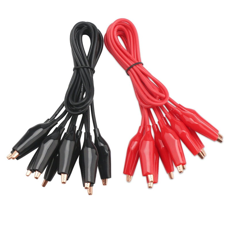DROK Jumper Wires with Alligator Clips Electrical - 10pcs 45mm Large Pure Copper 19.6 inches/50cm Test Leads with Alligator Clips for Multimeter Electrical Testing 50cm x 0.4mm Black & Red 10