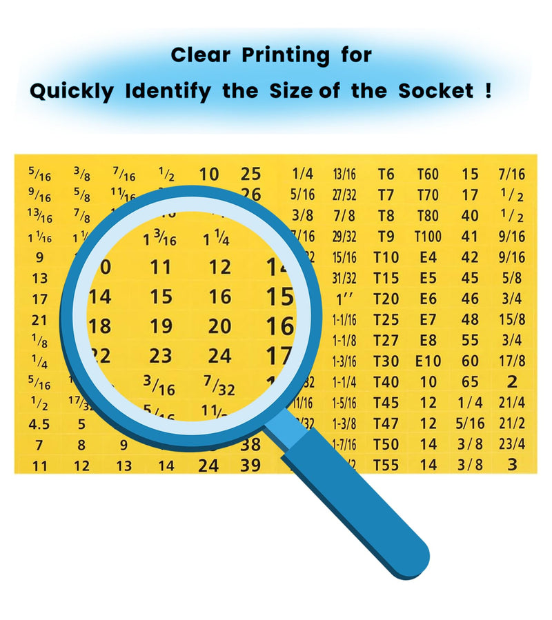 [Australia - AusPower] - Tool Labels, 6 Sheet(180 pcs/Sheet) Total 1080 pcs Wrench Socket Screwdriver Size Stickers for Toolbox Sets Decals Tools Labeling Organization, Black Yellow Black & Yellow 