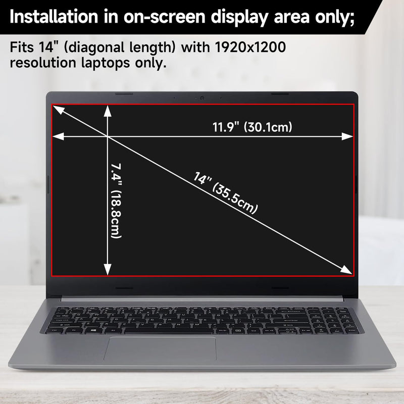 14 Inch 1920x1200 (16:10) Aspect Ratio Laptop Privacy Screen Filter, Anti Blue Light Glare & Anti Scratch Computer Privacy Shield, Not for 14" with 1920x1080P Laptops 14 Inch (Diagonal) - 16:10 Aspect Ratio