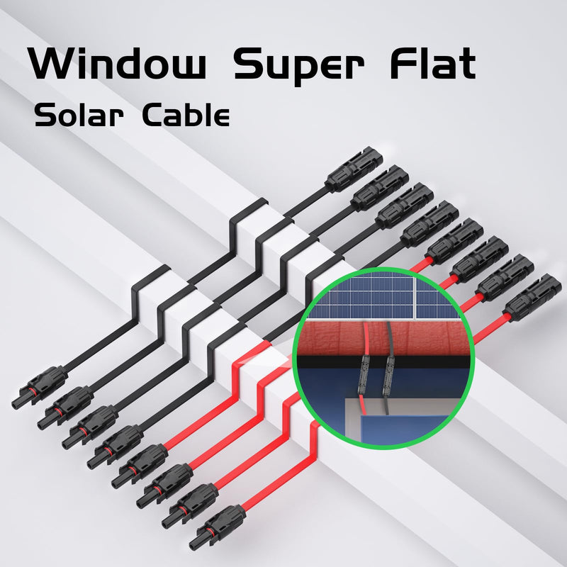Pack of 2 Solar Panel Flat Cable 4 mm², 35 cm Solar Cable Window Feed-Through Flexible PV Flat Cable for Balcony Power Plant and Solar Power Station 35cm-2 pieces